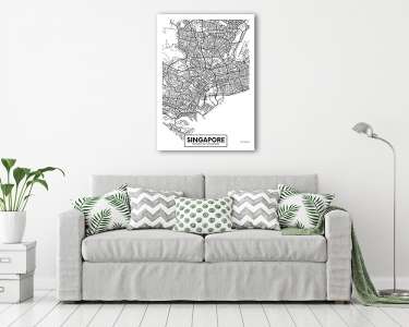 City map Singapore, travel vector poster design (vászonkép) - vászonkép, falikép otthonra és irodába