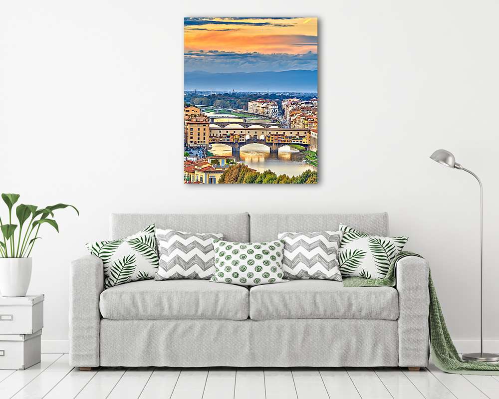 Ponte Vecchio Napkelte, Firenze (vászonkép) - vászonkép, falikép otthonra és irodába