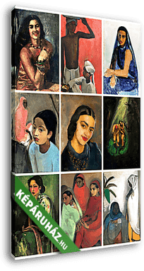 Kollázs Amrita Sher-Gil festményeiből - vászonkép 3D látványterv