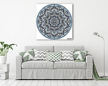 Vector blue decorative mandala ornament (vászonkép) - vászonkép, falikép otthonra és irodába