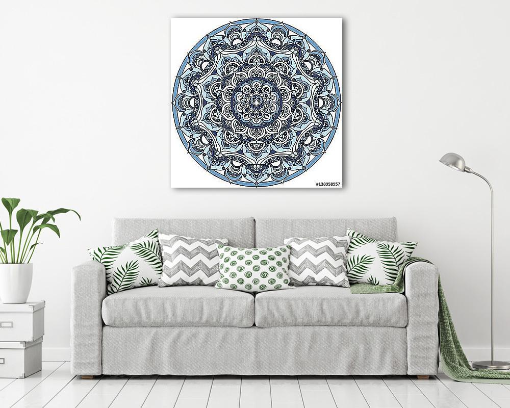 Vector blue decorative mandala ornament - vászonkép, falikép vásárlás Vector blue decorative mandala ornament (vászonkép) - vászonkép, falikép otthonra és irodába