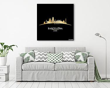 Barcelona Spain city skyline silhouette black background (vászonkép) - vászonkép, falikép otthonra és irodába
