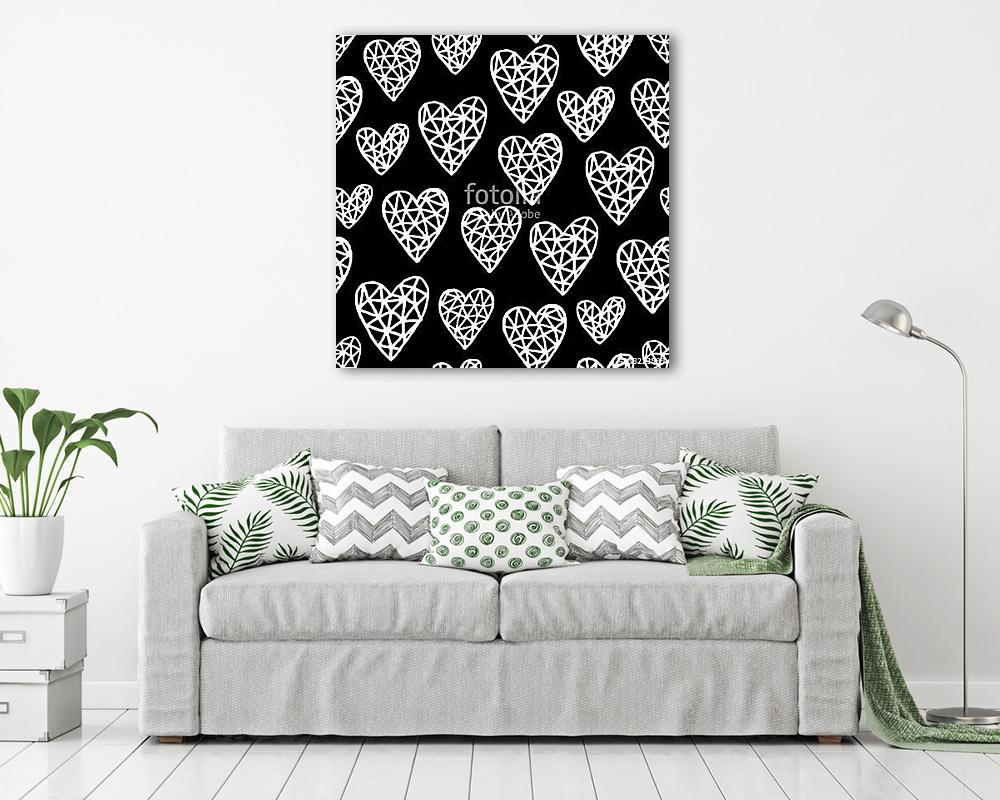 Hand Drawn Hearts Pattern (fotótapéta) - vászonkép, falikép otthonra és irodába