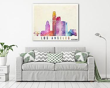 Los Angeles landmarks watercolor poster (vászonkép) - vászonkép, falikép otthonra és irodába