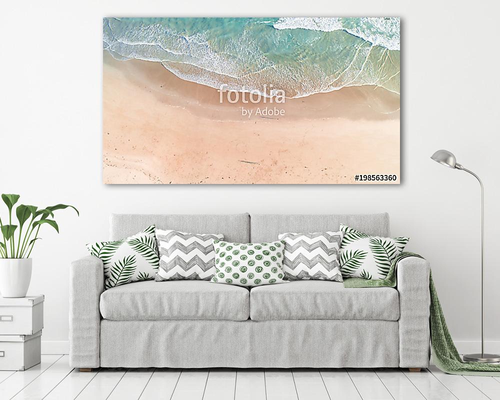 Aerial View of Waves and Beach Along Great Ocean Road Australia at Sunset - vászonkép, falikép vásárlás Aerial View of Waves and Beach Along Great Ocean Road Australia at Sunset (vászonkép) - vászonkép, falikép otthonra és irodába