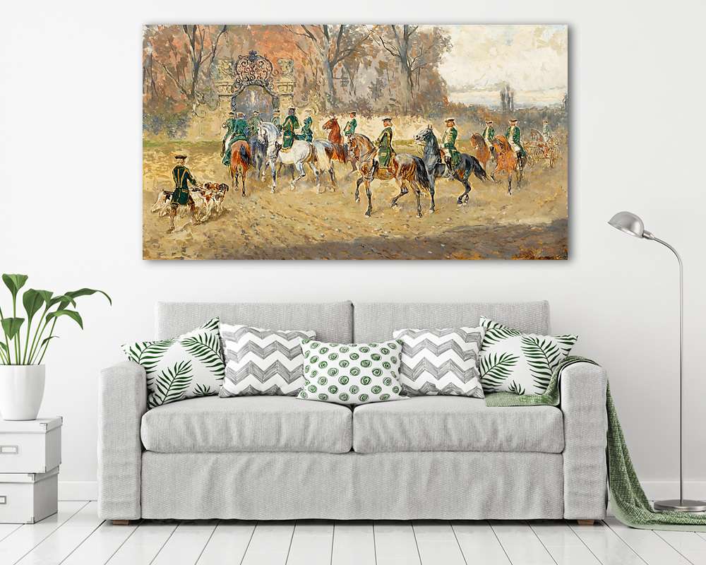 Vadászjelenet 3, A vadászok hazatérése (Színverzió 1) (poszter) - vászonkép, falikép otthonra és irodába