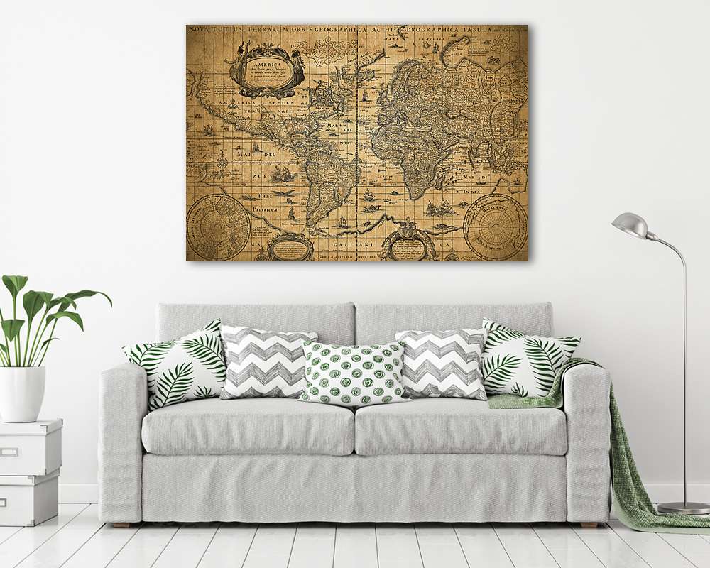 Világtérkép 1635 (vágott, szín 1) (fotótapéta) - vászonkép, falikép otthonra és irodába