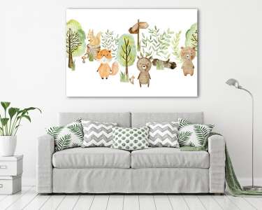 Erdei állatok tapétacsík (vászonkép) - vászonkép, falikép otthonra és irodába