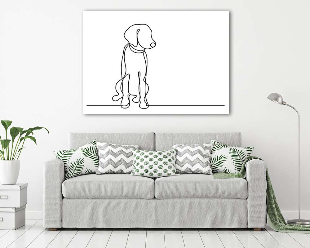 Vizsla kiskutya ül (vonalrajz, line art) (bögre) - vászonkép, falikép otthonra és irodába