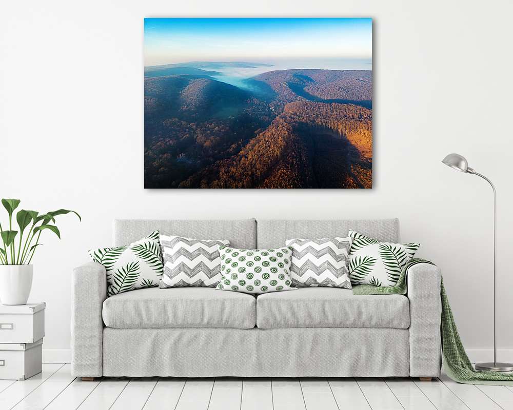 Köd kúszik be a somogyi dombok között (fotótapéta) - vászonkép, falikép otthonra és irodába