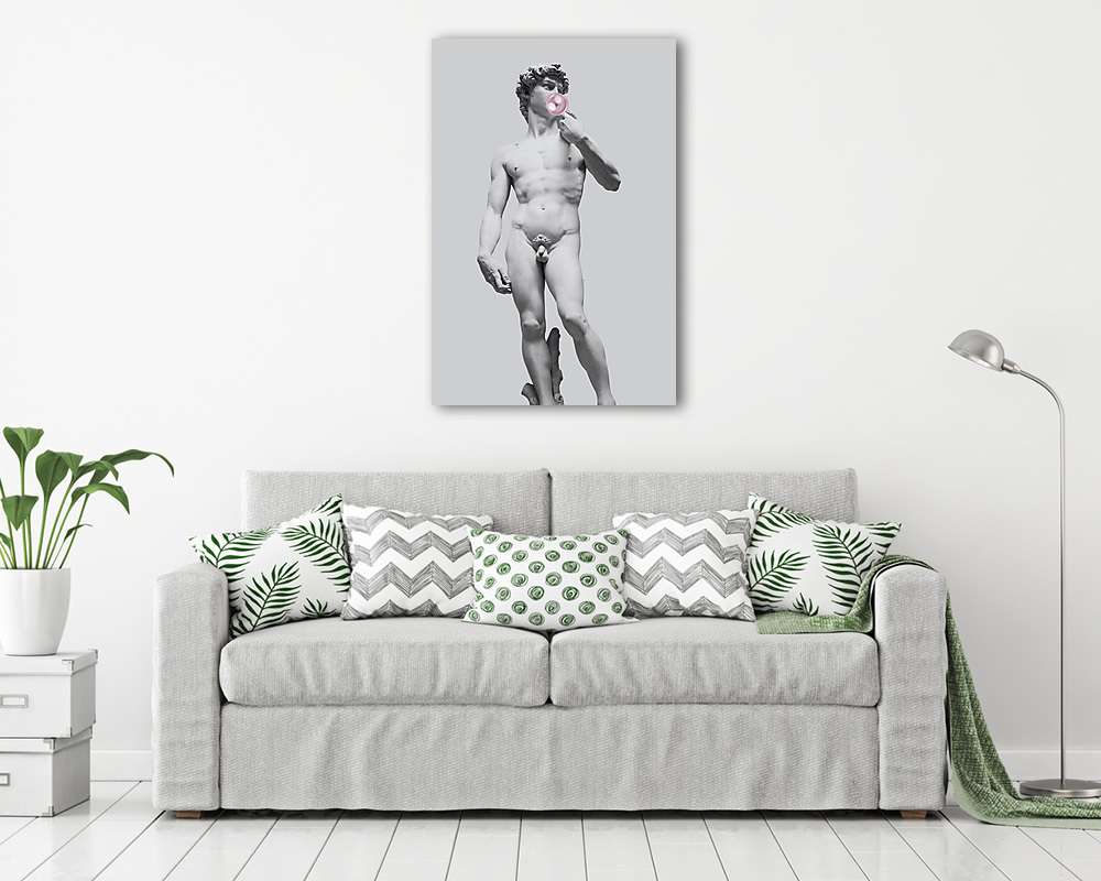 Dávid szobor rózsaszín rágógumi lufival (Barokk & Graffiti) (vászonkép) - vászonkép, falikép otthonra és irodába