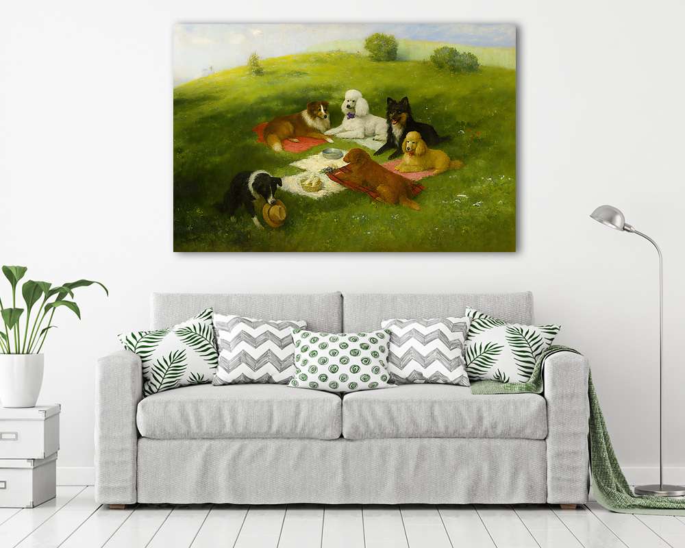 Majális (Piknik) kutyusokkal (Szinyei-Merse Pál festménye alapján) (poszter) - vászonkép, falikép otthonra és irodába