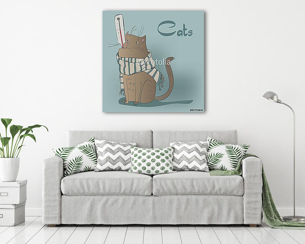 macska hőmérővel - vászonkép, falikép vásárlás macska hőmérővel (vászonkép) - vászonkép, falikép otthonra és irodába