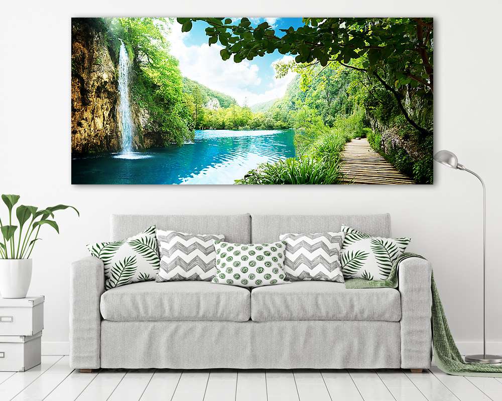 vízesés mély erdőben (vászonkép) - vászonkép, falikép otthonra és irodába