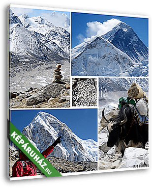 Magaslati turisztikai útvonalak kollázsai Everest Base Camp trek - vászonkép 3D látványterv