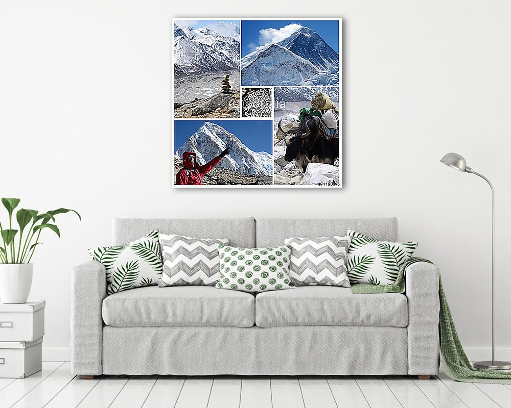 Magaslati turisztikai útvonalak kollázsai Everest Base Camp trek (vászonkép) - vászonkép, falikép otthonra és irodába