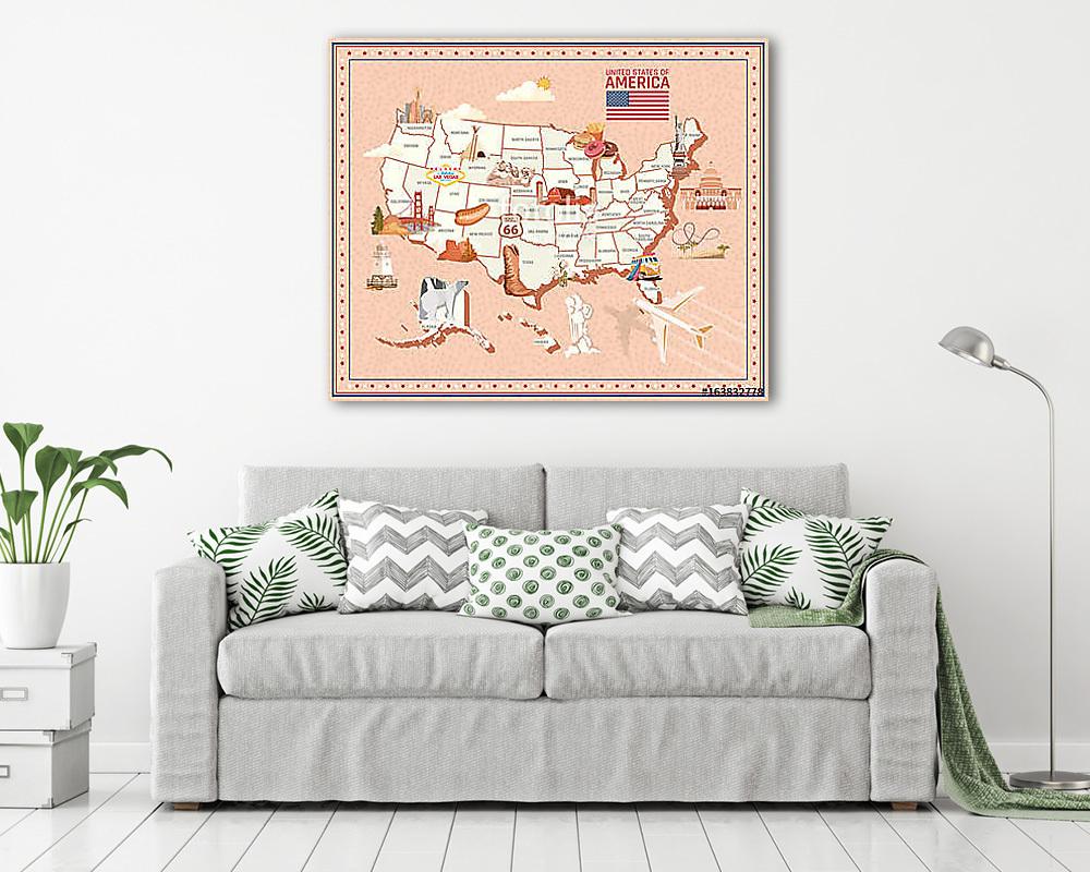 Üdvözöljük az USA-ban. Amerikai Egyesült Államok poszter. Vektor - vászonkép, falikép vásárlás Üdvözöljük az USA-ban. Amerikai Egyesült Államok poszter. Vektor (vászonkép) - vászonkép, falikép otthonra és irodába