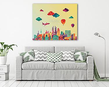 Barcelona skyline. Vector illustration (vászonkép) - vászonkép, falikép otthonra és irodába