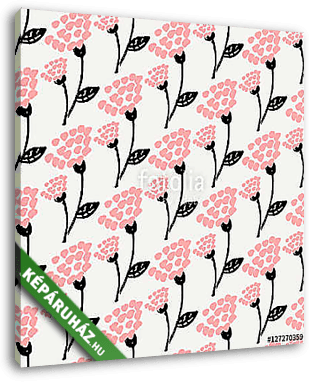 Hand Drawn Floral Seamless Pattern - vászonkép 3D látványterv