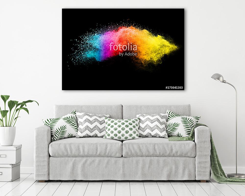 Splash of colorful powder over black background. - vászonkép, falikép vásárlás Splash of colorful powder over black background. (vászonkép) - vászonkép, falikép otthonra és irodába