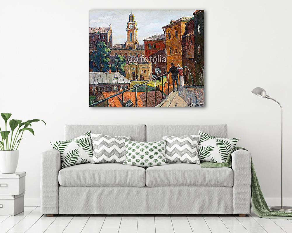 the city landscape of Vitebsk drawn with oil on a canvas - vászonkép, falikép vásárlás the city landscape of Vitebsk drawn with oil on a canvas (fotótapéta) - vászonkép, falikép otthonra és irodába