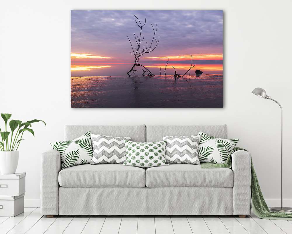 Balatoni napfelkelte (többrészes kép) - vászonkép, falikép otthonra és irodába