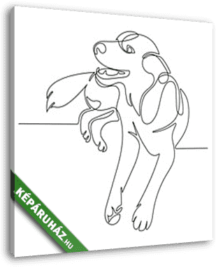 Játékos kutya (vonalrajz, line art) - vászonkép 3D látványterv