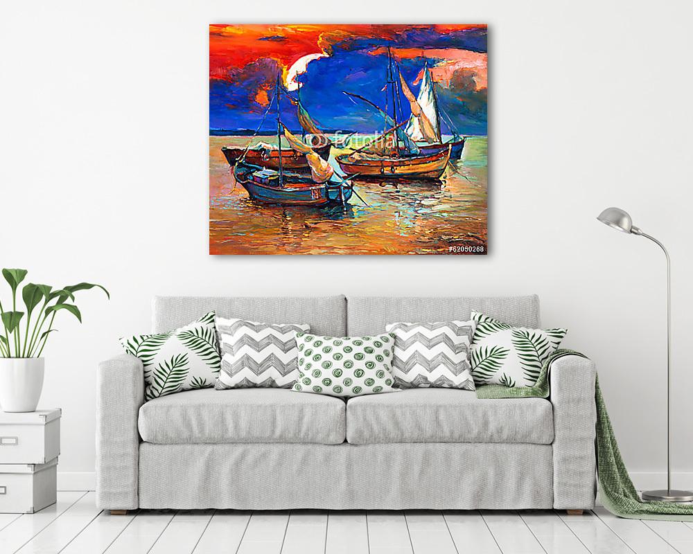 Halászhajók visszatérte - vászonkép, falikép vásárlás Halászhajók visszatérte (fotótapéta) - vászonkép, falikép otthonra és irodába