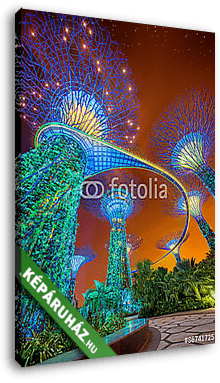 A Supertree a kertben az öböl mellett, Szingapúrban - vászonkép 3D látványterv