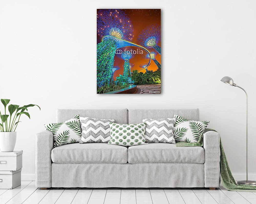A Supertree a kertben az öböl mellett, Szingapúrban - vászonkép, falikép vásárlás A Supertree a kertben az öböl mellett, Szingapúrban (fotótapéta) - vászonkép, falikép otthonra és irodába