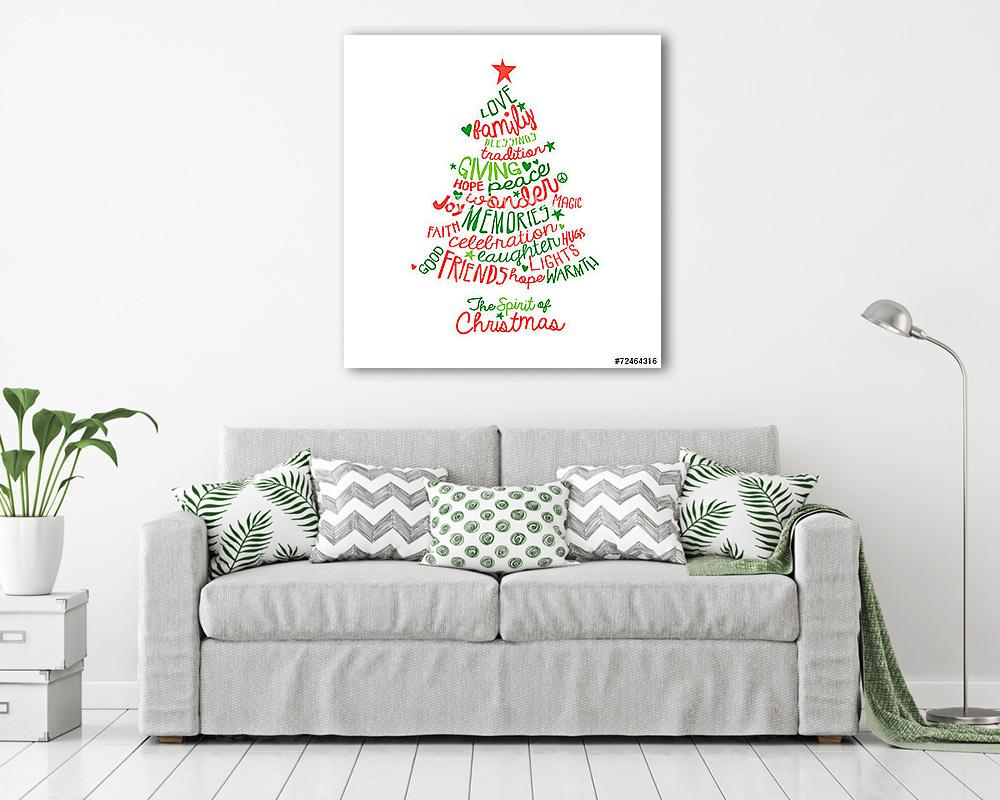 Karácsonyi kártya szó Felhőfa tervezés (vászonkép) - vászonkép, falikép otthonra és irodába