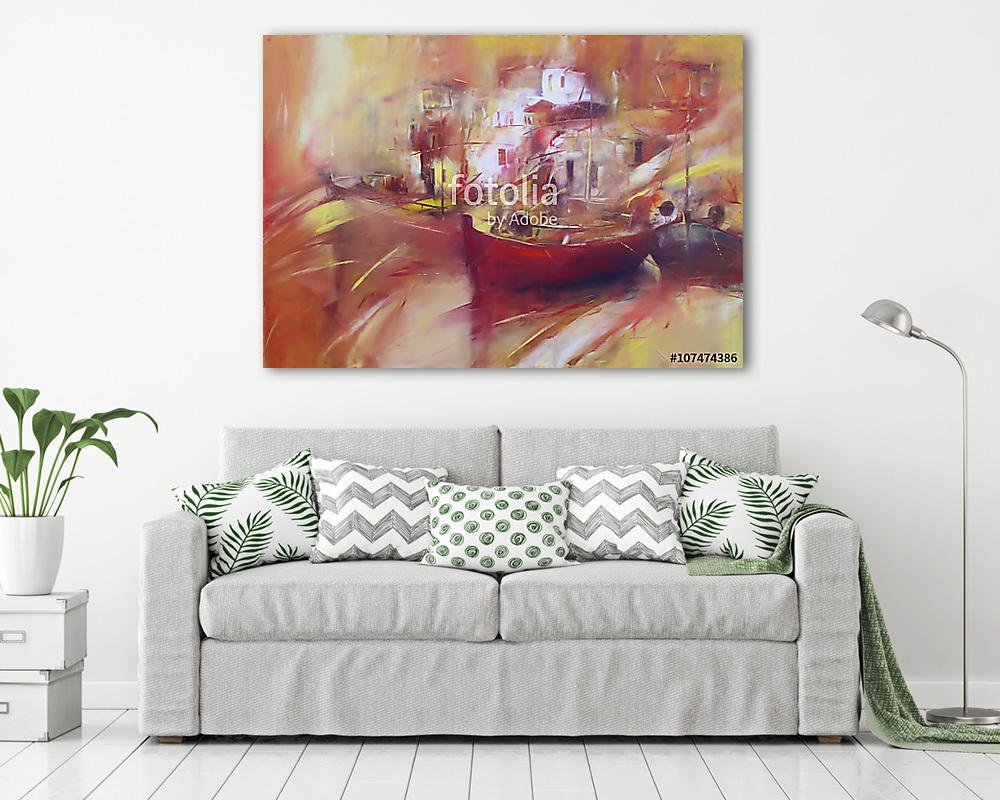 Csónakok, modern kézműves festmények - vászonkép, falikép vásárlás Csónakok, modern kézműves festmények (vászonkép) - vászonkép, falikép otthonra és irodába