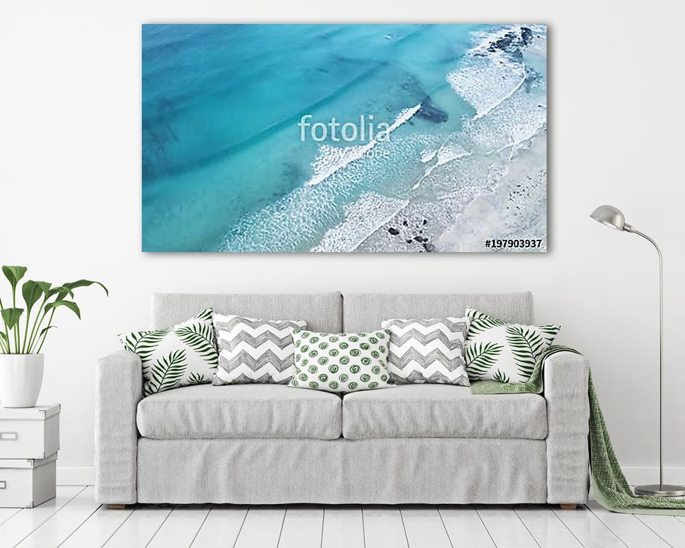 Wave on the beach as a background. Beautiful natural background  (többrészes kép) - vászonkép, falikép otthonra és irodába