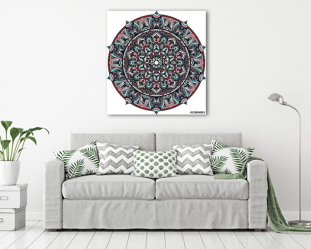 Vector vintage mandala ornament (keretezett kép) - vászonkép, falikép otthonra és irodába