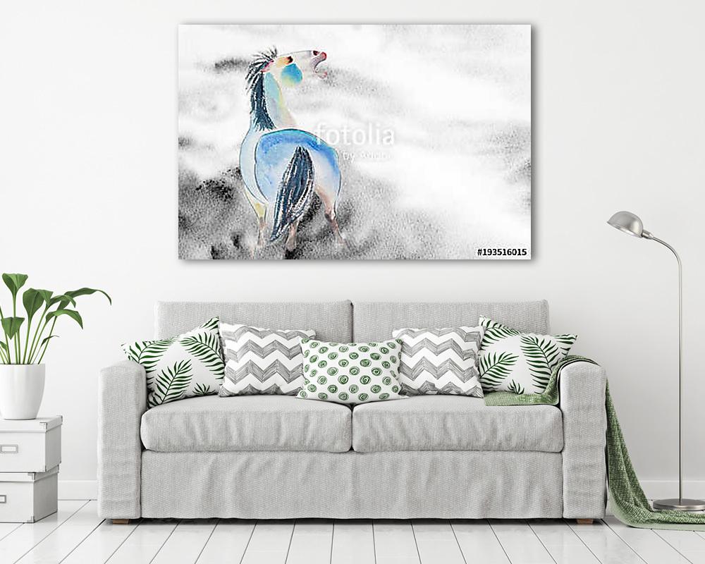 Színes ló absztrakt (akvarell) - vászonkép, falikép vásárlás Színes ló absztrakt (akvarell) (vászonkép) - vászonkép, falikép otthonra és irodába