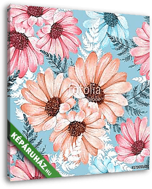 Floral seamless pattern 12. Watercolor flowers. - vászonkép 3D látványterv