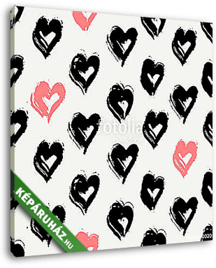 Hand Painted Hearts Pattern - vászonkép 3D látványterv
