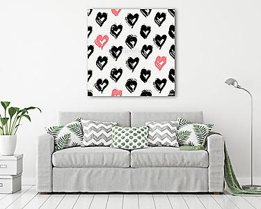 Hand Painted Hearts Pattern (vászonkép) - vászonkép, falikép otthonra és irodába