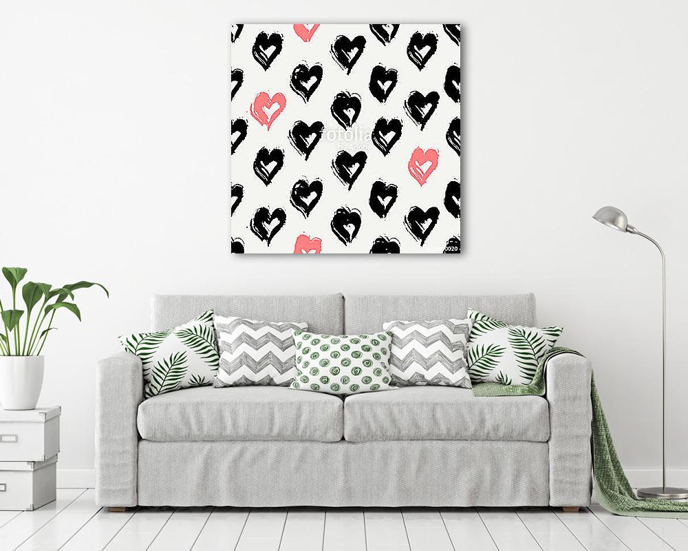 Hand Painted Hearts Pattern - vászonkép, falikép vásárlás Hand Painted Hearts Pattern (keretezett kép) - vászonkép, falikép otthonra és irodába