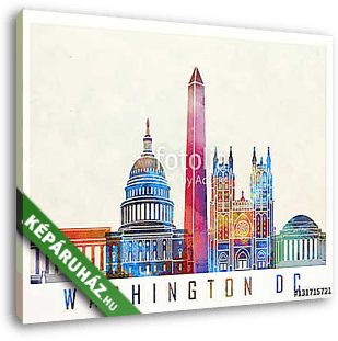 Washington DC landmarks watercolor poster - vászonkép 3D látványterv