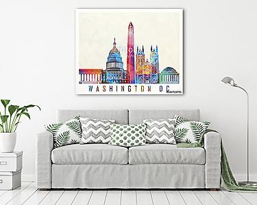 Washington DC landmarks watercolor poster (vászonkép) - vászonkép, falikép otthonra és irodába