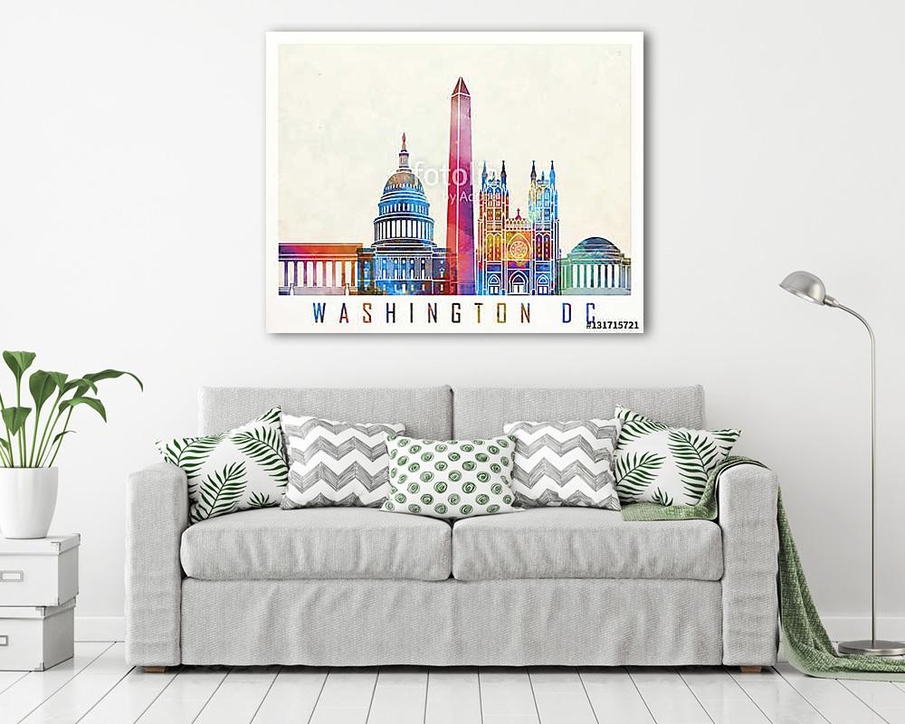 Washington DC landmarks watercolor poster (bögre) - vászonkép, falikép otthonra és irodába