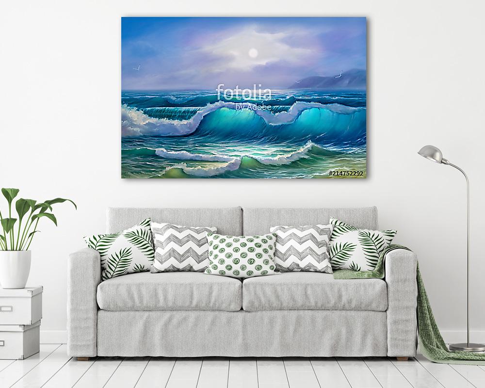 Sunset on the sea, painting by oil on canvas. (poszter) - vászonkép, falikép otthonra és irodába