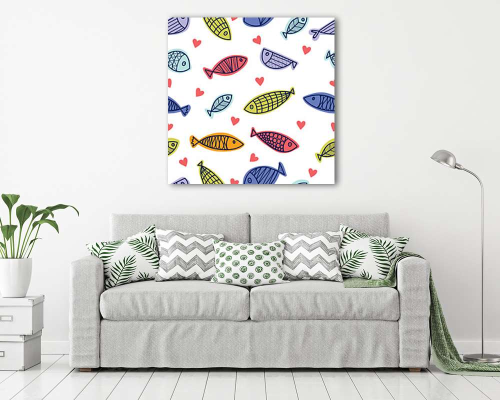 Vidám halraj tapétaminta - vászonkép, falikép vásárlás Vidám halraj tapétaminta (vászonkép) - vászonkép, falikép otthonra és irodába