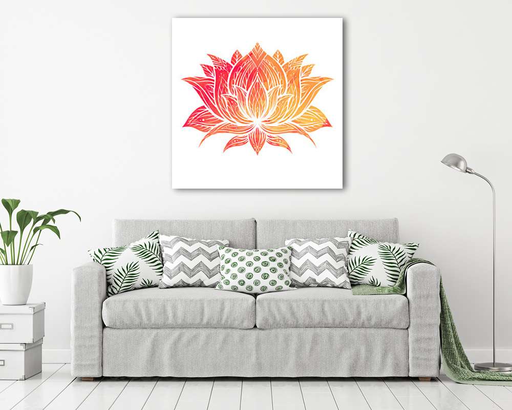 Narancssárga lótusz virág motívum fehér háttéren (többrészes kép) - vászonkép, falikép otthonra és irodába