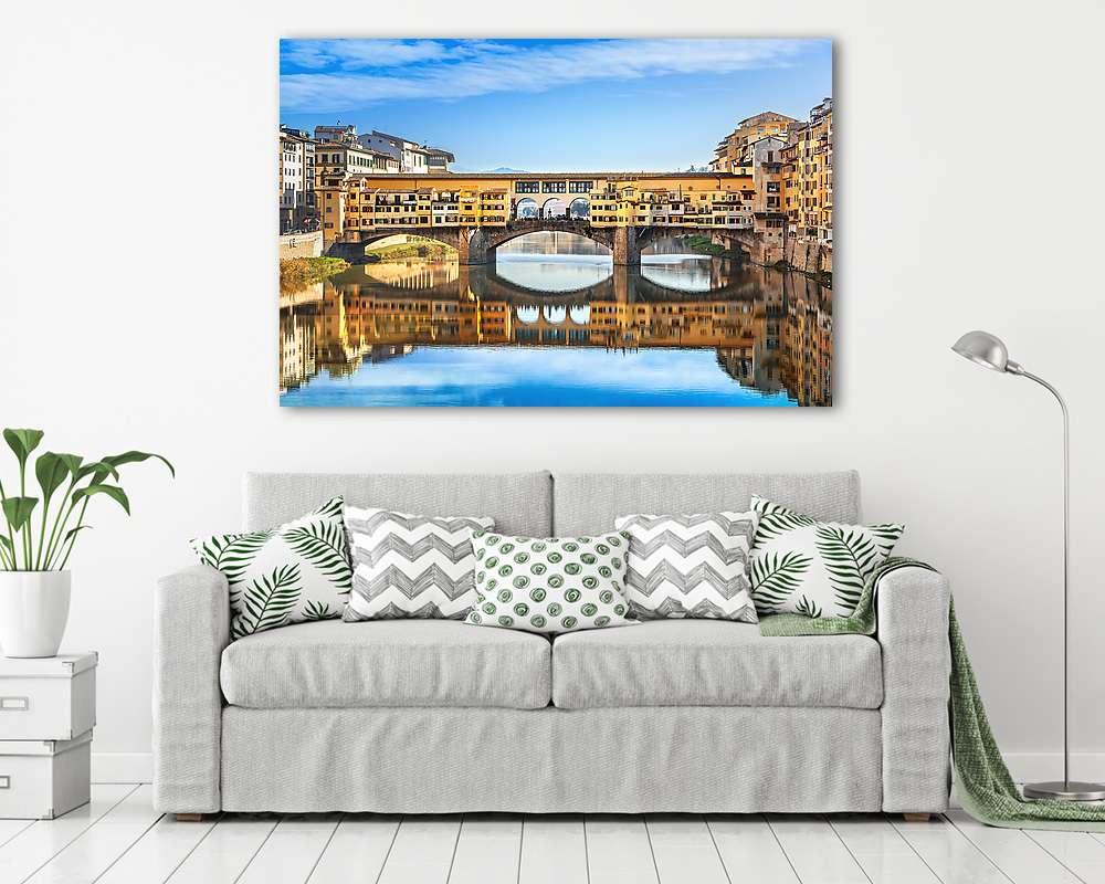 Ponte Vecchio kék égbolt előtt, Firenze (vászonkép) - vászonkép, falikép otthonra és irodába