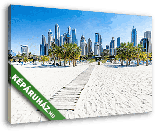 Dubai jumeirah tengerpart , felhőkarcolókkal a háttérben - vászonkép 3D látványterv