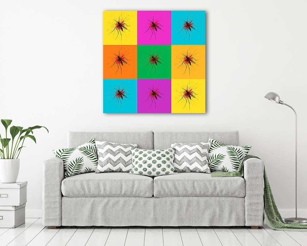 Szúnyog agyoncsapva a falon kollázs (kodak színverzió) - Andy Warhol stílusban (keretezett kép) - vászonkép, falikép otthonra és irodába