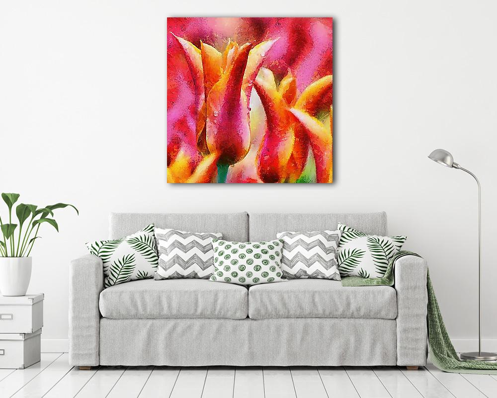 Színes tulipánok (vászonkép) - vászonkép, falikép otthonra és irodába