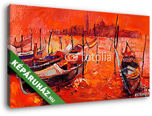 Vörös naplemente Velencében - vászonkép 3D látványterv